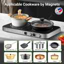 AMZCHEF Double Induction Cooktop with Removable Griddle Pan Non-stick, 1800W 2 burner Portable Induction Stove With Sensor Touch 9 Power Levels, 99 Min Timer, Iron Grey