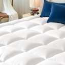 King Mattress Topper, Thick Pillow Top Mattress Pad with Deep Pocket, Soft for Back Pain Relief, White