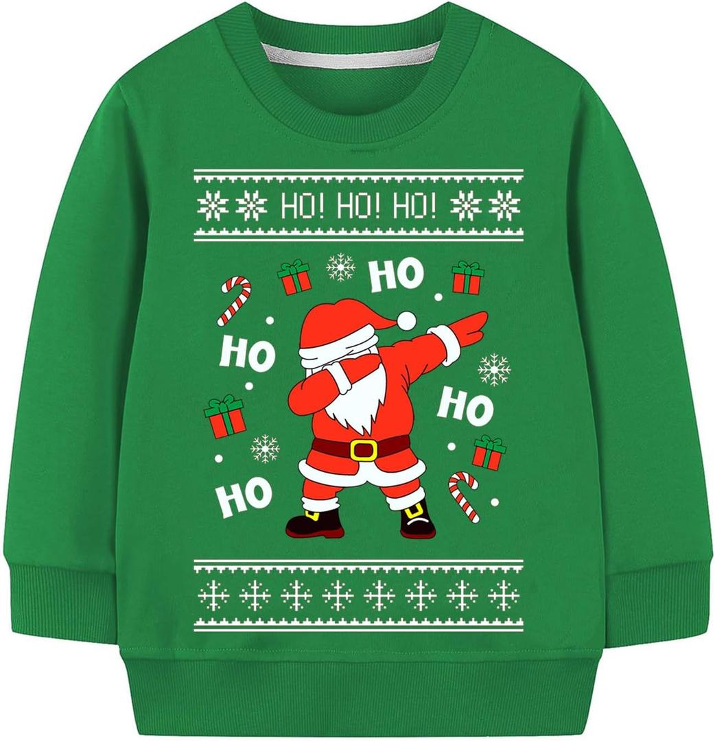 Mrocioa Toddler Boy Girl Sweatshirt Ugly Christmas Style Santa Sweater Baby Kids Dinosaur Xmas Pullover (7 Years, 5-green Santa Claus)