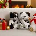 Cozy Bliss Cow Print Fuzzy Throw Blanket for Couch - Thick Soft Warm Non Shedding Fleece Blankets for Western Dcor Room, for Kids, Women Men Girls, Black Brown 40"*50"