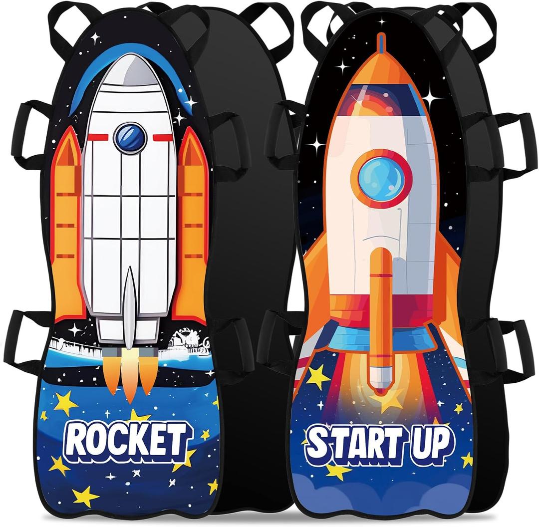 2 Pcs 45" Large Foldable Snow Sled for Kid Adult Toboggan with Reinforced Bottom Sturdy Fabric Stitching Ergonomic Handle Fits 2 Kid or 1 Adult Portable Winter Sled for Family