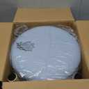 Wimarsbon Storage Ottoman, Modern Round Footrest with Soft Padded Seat, Teddy Velvet Footstool with Wood Legs, Accent Small Table or Plant Stand for Hallway, Living Room (Blue)