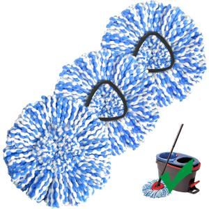 Mop Head Replacement, Spin Mop Replace Head 3 Pack Refills Compatible RinseClean 2-Tank System, Microfiber, Machine Washable