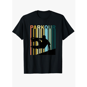 Vintage Style Parkour Silhouette T-Shirt, Size L
