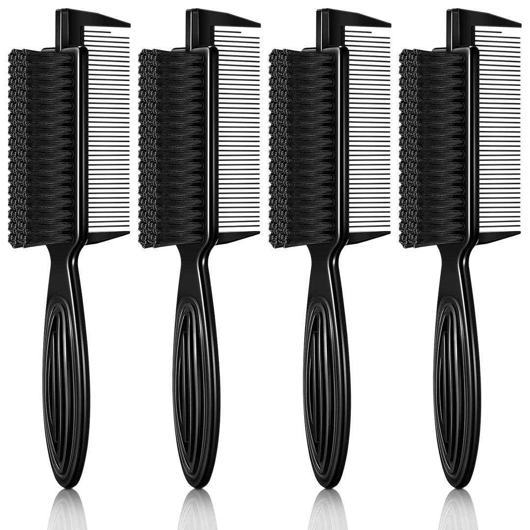 Rozer 4 Pcs Barber Fade Brush 2-in-1 Comb for Clipper Cleaning  Barber Grade Hair Brush Tool for Barbers, Stylists & Home Use