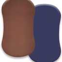 AMROSE Heavenly Soft Microfiber Bassinet Sheets, Fit for Halo Bassinest Swivel Sleeper, 2 Pack Hourglass Bassinet Mattress Sheet Set for Boys, Navy Blue & Brown