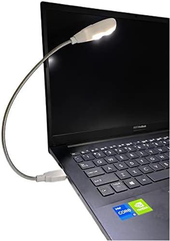 Kyfreshpower LED USB Reading Lamp Light with 2-Brightness Dimmable Setting, Flexible Gooseneck USB Light for Notebook Laptop Keyboard, Powerbank(On/Off Switch, 1 White+1 Mini USB Light)