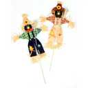 28" Harvest Crow on Pick with Broomstick, Set of 2