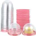 Patelai Clear Plastic Mini Cupcake Container, Mini Cupcake Box Muffin Dome Muffin Single Container Box for Wedding Birthday Cheese Pastry Dessert Cake (Pink, 150 Pieces)