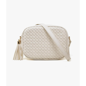 AFKOMST Woven Crossbody Bags for Women Small Summer Purse and Boho Handbags with Tassels,Vegen Leather