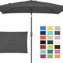 JEAREY 6.5x10 ft Rectangular Patio Umbrellas Outdoor Market Umbrella with Push Button Tilt and Crank, Rectangle Table Umbrella 6 Sturdy Ribs UV Protection for Pool Garden Backyard Deck, Gray (6.5x10FT)