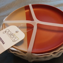 Tabletops Gallery Sedona Appetizer Plates~Rust and White (Set of 4)