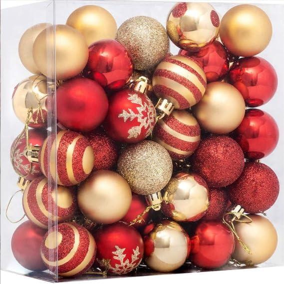 50pcs Christmas Balls 4cm / 1.6" Christmas Tree Hanging Ornaments Xmas Ball Decoration for Xmas Tree Wreath Garland, Red and Gold