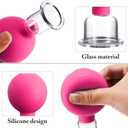 BBTO 4 Pieces Glass Cupping Set Glass Silicone Cupping Cups Massage Vacuum Suction Cupping Cups for Body Face Leg Arm Back Shoulder Muscle and Joint Pain (Rose)