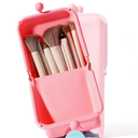 APT 1101 Makeup Brush Holder Travel Cosmetic Bag with Suction Base, Portable Cosmetic Organizer for Travel & Home, Organizer for Brushes, Beauty Tools & Accessories (Coral)