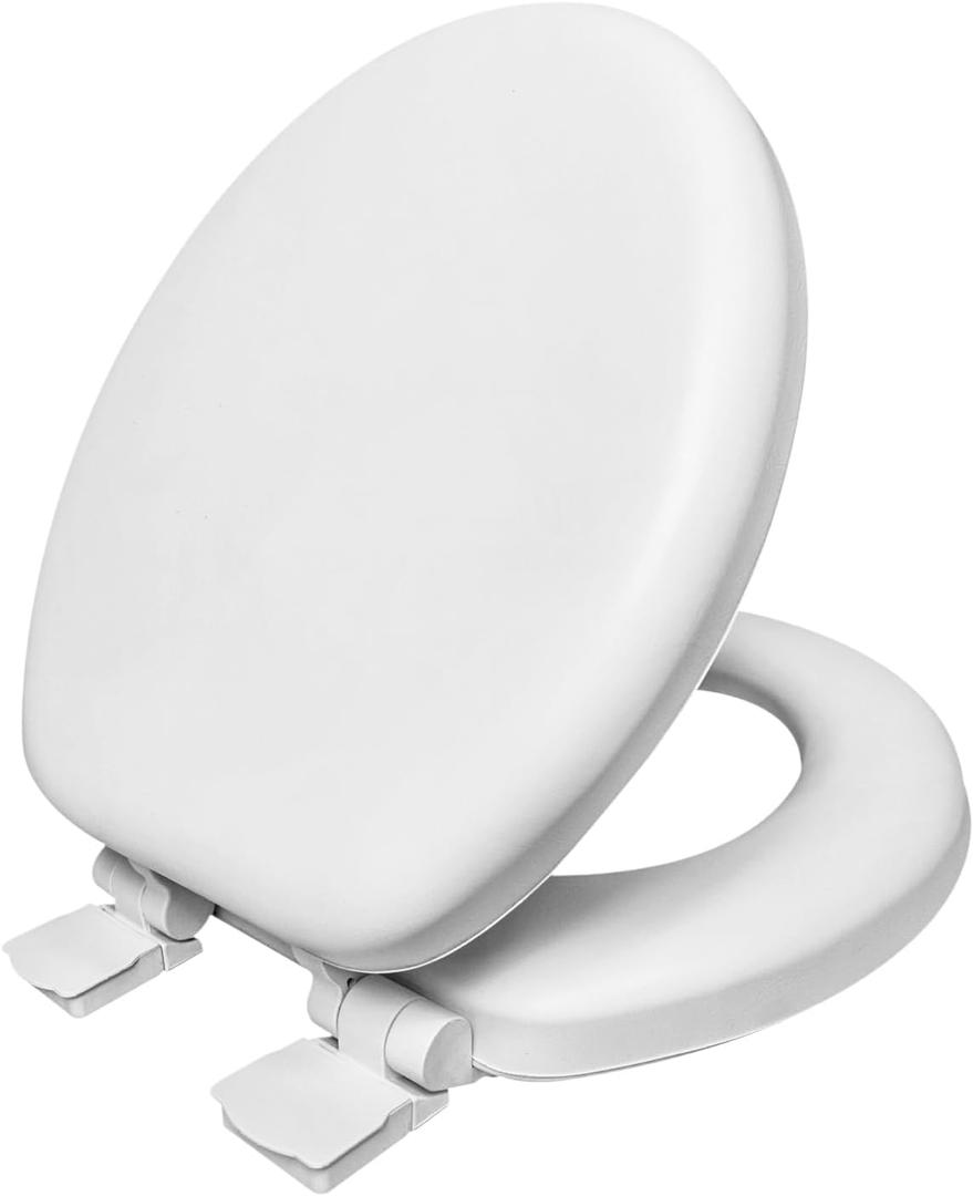 Plexon Soft Cushioned Toilet Seat, Round, White, Slow-Close Lid & Seat, Quick-Release Hinge, Easy To Clean & Change