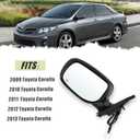 Left Driver Side Mirror Compatible With 2009 2010 2011 2012 2013 Toyota Corolla With Power Glass Manual Folding Heated Black Replace#8790902A81(5Pins）