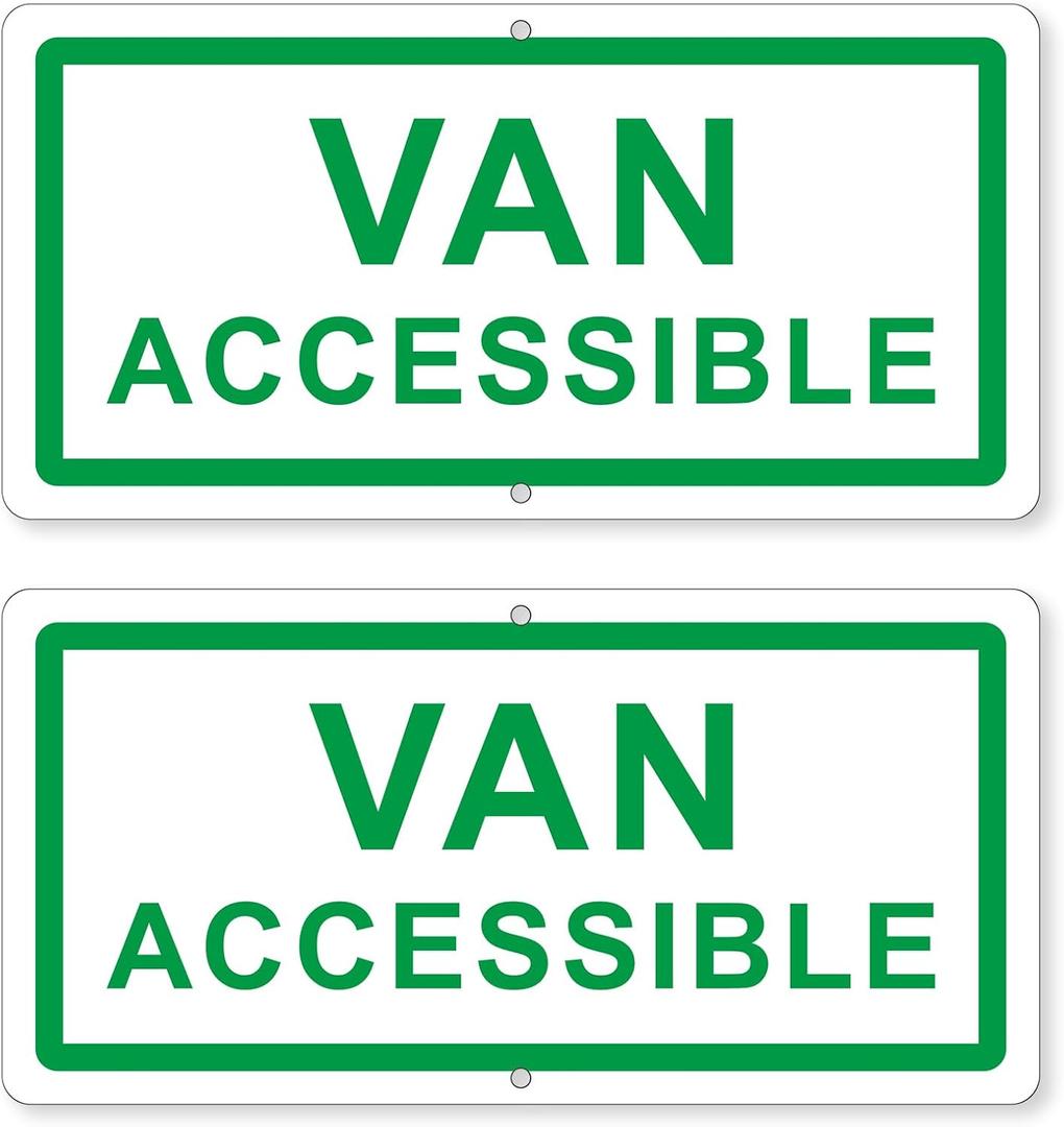 (2 Pack) Van Accessible Sign, Van Accessible Metal Signs for outside, Weather Resistant High Visibility Reflective and Easy to Install (12 x 6 inches)