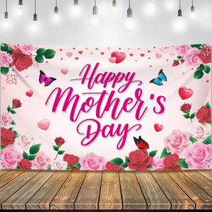 KatchOn, Happy Mothers Day Banner - XtraLarge, 72x44 Inch | Happy Mothers Day Decorations for Party | Pink Mothers Day Backdrop for Party Supplies, Happy Mothers Day Sign
