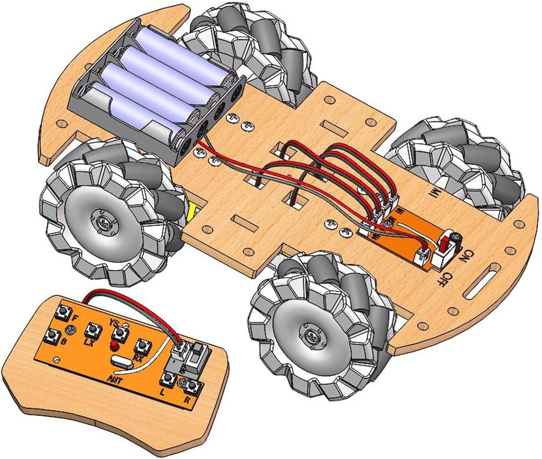 STEM Projects for Kids 6 7 8 9 10 11 12 Year Old Build Your Own 4WD Remote Control CarScience Experiment Electronics KitRobotic Car with 68mm Mecanum Wheel DIY rc car kit