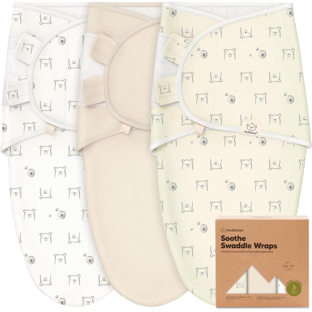 3-Pack Organic Baby Swaddle Sleep Sacks - Swaddles for Newborns, Infant 0-3 Months, Baby Girls, Boys, Soft & Snug Newborn Sleep Sack, Nursery Swaddling Blankets (Bumble Bear) (One Size)