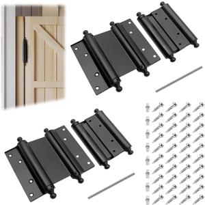 3" Double Action Spring Hinges, 4 Pack Self Closing Door Hinges for Indoor/Outdoor Saloon Cafe Pub Swinging Doors, Cold Rolled Steel, Including Pins and Screws