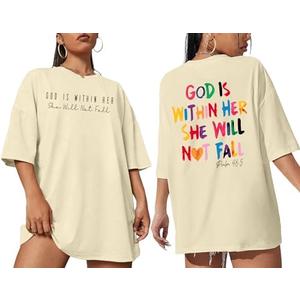 Ithalt Christian Tshirts Women Be The Light Shirts Religious Tees Casual Faith Short Sleeve Tops, L