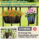 MADHOLLY 6Pcs Railing Planter with Drainage - 10.8" & 5.1" Bucket Pots for Balcony Railing, Metal Iron Hanging Flower Pots for Herb Planter Outdoor Deck & Rail Decor with Hook, Black