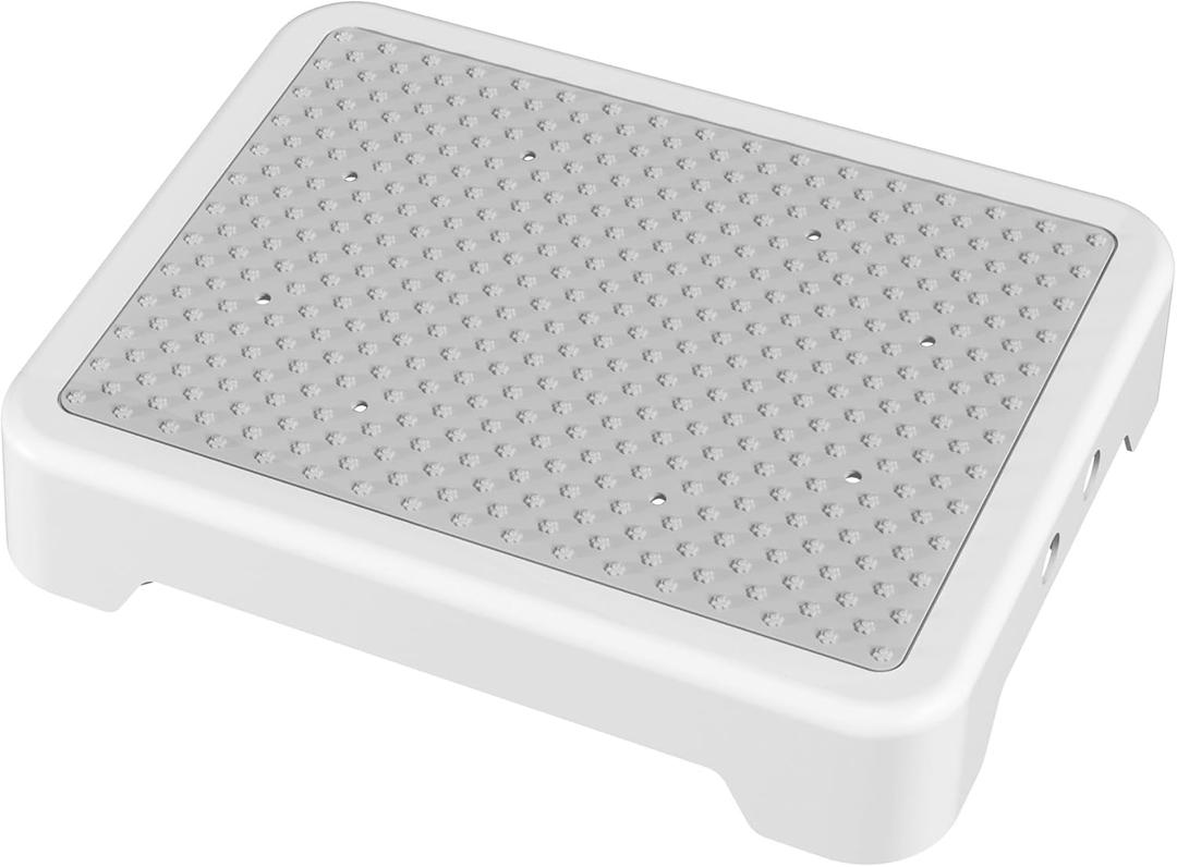 SOYO Mobility One Step Stool, Heavy Duty Indoor Outdoor Non-Slip Small Step Platform Assistive Device for Adult Elderly, Standing Support and Step Riser for Car, Bed, Door, Stair, Bathroom, White-Gray