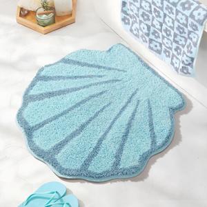 Seashell Bathroom Rugs and Mat Cute Beach Bath Mat for Cartoon Sea Bathroom Decor Aqua Blue Bath Rugs Plush Non-Slip Foot Mat Absorbent Bathtub Rug Washable (1'11" (Round))