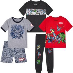 Marvel Spiderman Boys Pants Set - 5 Piece Short Sleeve Tees, Graphic Shorts, and Boys Joggers for Toddlers & Little Kids (4T)