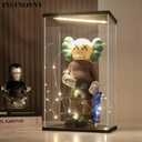 Acrylic Display Case for Collectibles Clear Dustproof Acrylic Boxes for Display Trophy Figure Toys Lighted Lego 21042 Display Case Storage Box(Black-Solid Yellow; 7.9*7.9*18.9 inch)