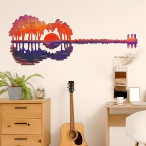KOYILTD Rustic Metal Wall Decor Music Is What Feelings Sound Like Guitar Pick Wall Sculpture Guitar Wall Art Metal Guitar Wall Decor Gifts for Music Lovers (Abstract), 29.8"L x 11.6"W