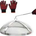 Spark Screen for Solo Stove Bonfire 19.5-Inch, Stainless Steel Mesh Cover with Removable Handle, Fire Pit Spark Guard for Patio, Backyard, Camping