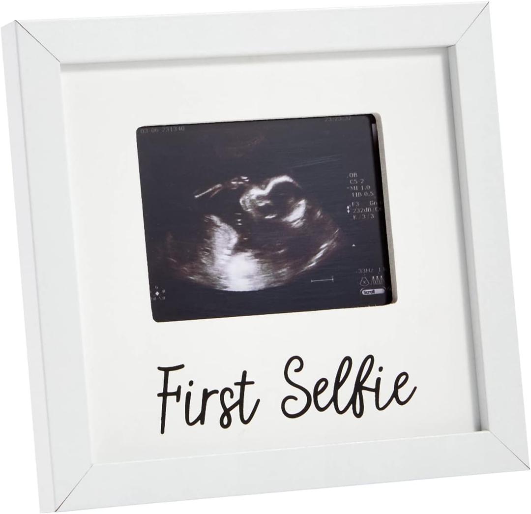 Juvale Baby Sonogram Picture Frame for 4 x 3 Ultrasound Photo, First Selfie (7 x 6.5 In, White)