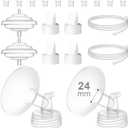 Breast Pump Accessories Kit - 24mm Flange Set Compatible with Spectra S1/S2/Motif Luna, Includes Valves, Tubing, Inserts & Backflow Protectors