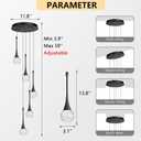 cenzoz 5-Lights Modern Pendant Lights for Kitchen Island LED Dimmable Chandelier Crystal Glam Ceiling Pendant Lighting for Dining Room Hallway Bedroom Lamp Black, 5 Lights Rectangular