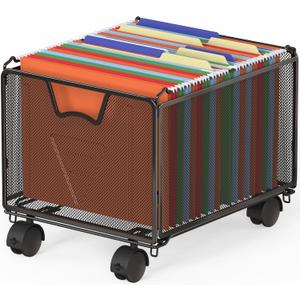 SIMPLE HOUSEWARE Stackable Mesh Hanging File Folder Organizer with Wheels, Black