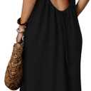 ELLEVEN Backless Cami Maxi Casual Dress Sleeveless Loose Flowy Vacation Sundress with Back Tie Black Large