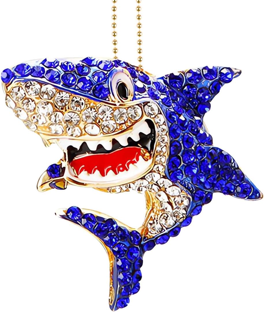 2 x Shark Ornament Gifts for Shark Lovers Ornaments for Christmas Tree Hanging Xmas Decorations Clearance Keepasake (Dark Blue)