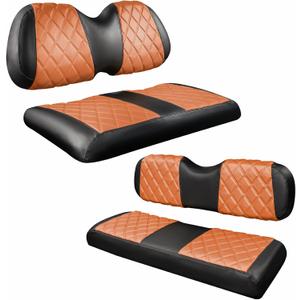 NOKINS 4PCS Golf Cart Diamond Seat Covers Kit,Front and Rear Seat Covers Fits for EZGO/Club Car/Yamaha Original Regular Seat Cushion, No Stapler (Brown and Black)