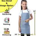 Kids Aprons for Cooking Waterdrop Resistant Aprons for Girl & Boy Toddler Apron for Painting, Gardening, Baking, Smock (Plaid Navy Blue, Medium (6-10 years)
