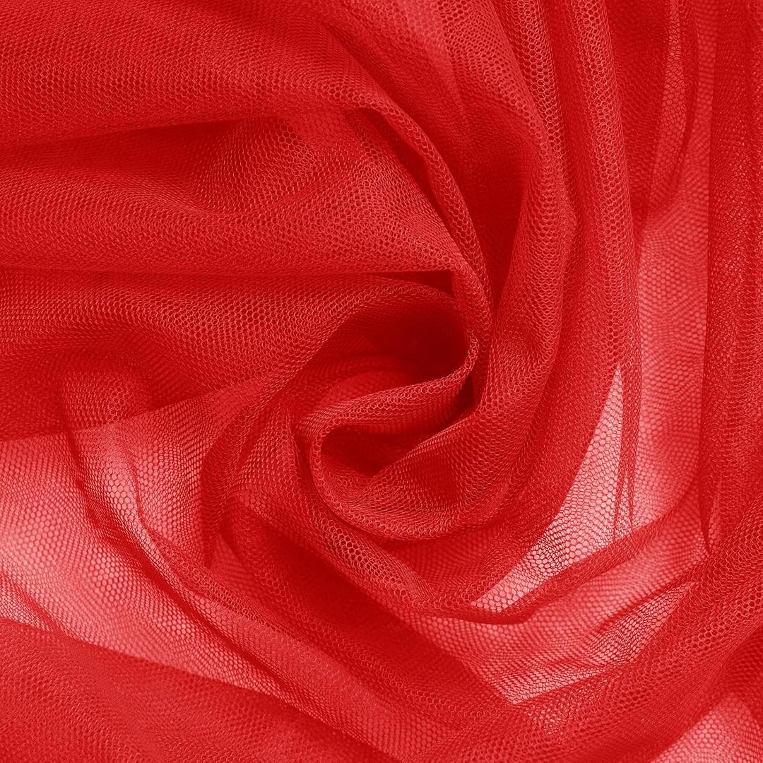 SiinvdaBZX Red Tulle Fabric Roll, 54 Inch x 3 Yards Soft Drape Tulle Netting Fabric for DIY Craft Tutu Skirt Bridal Veil Wedding Party Table Skirt Ceiling Decor