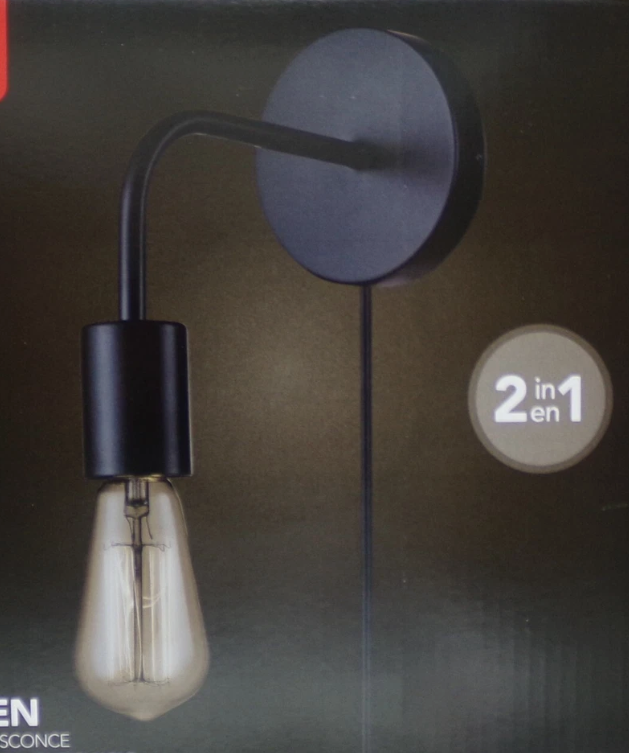 Globe Electric Holden 1-Light Matte Black Plug-In or Hardwire Wall Sconce