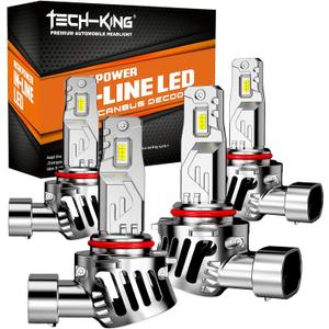 tech-king Upgraded 9005/HB3 LED Bulbs, 66,000LM 12X Ultra-Brighter, 6500K Cool White, 1:1 Halogen Size Driving Light, Plug-N-Play, IP68 Waterproof, Pack of 2 (9005/HB3)
