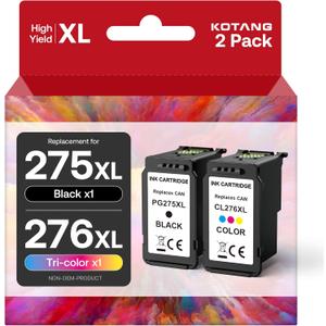 PG-275XL CL-276XL Ink Replacement for Canon 275 and 276 Ink Cartridges Remanufactured 275 276 XL Ink Work with TS3722 TR4720 TS3700 TR4700 TS3522 TR4722 TS3500 TS3720 TS3700 TS3520 TR4723 Printers