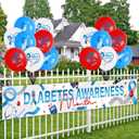 Diabetes Awareness Party Decorations, Include Banner and Balloons, Blue and Grey Ribbon Outdoor Yard Sign for National Diabetes Month Scene & Charity Party Supplies