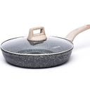 CAROTE Non Stick Frying Pan Skillet, 8" Nonstick Fry Pan with Glass Lid, Egg Pan Omelet Pans, Granite Cookware, PFOA Free (Classic Granite, 8-Inch)