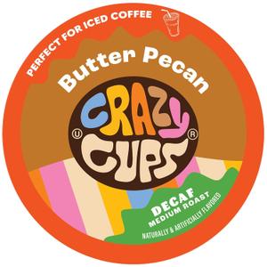 Crazy Cups Flavored Decaf Coffee Pods, Decaf Butter Pecan Coffee, Decaf K Cups for Keurig K Cups Machines, Hot or Iced, Single Serve Decaffeinated in Recyclable Pods, 22 Count