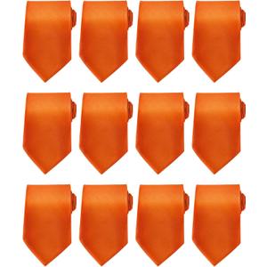 Cuffbow Men's Tie Bulk Groomsman 3.15'' Formal Necktie for Wedding Business (Orange)